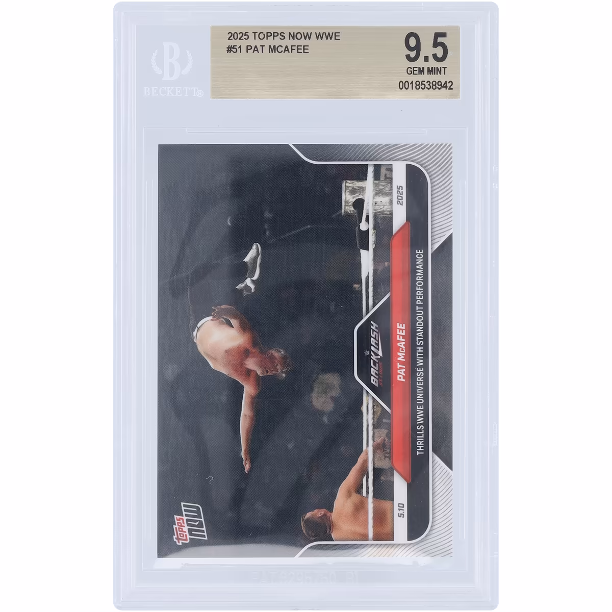Pat McAfee WWE 2025 Topps Now Thrills WWE Universe with Standout Performance #51 BGS Authenticated 9.5 Card
