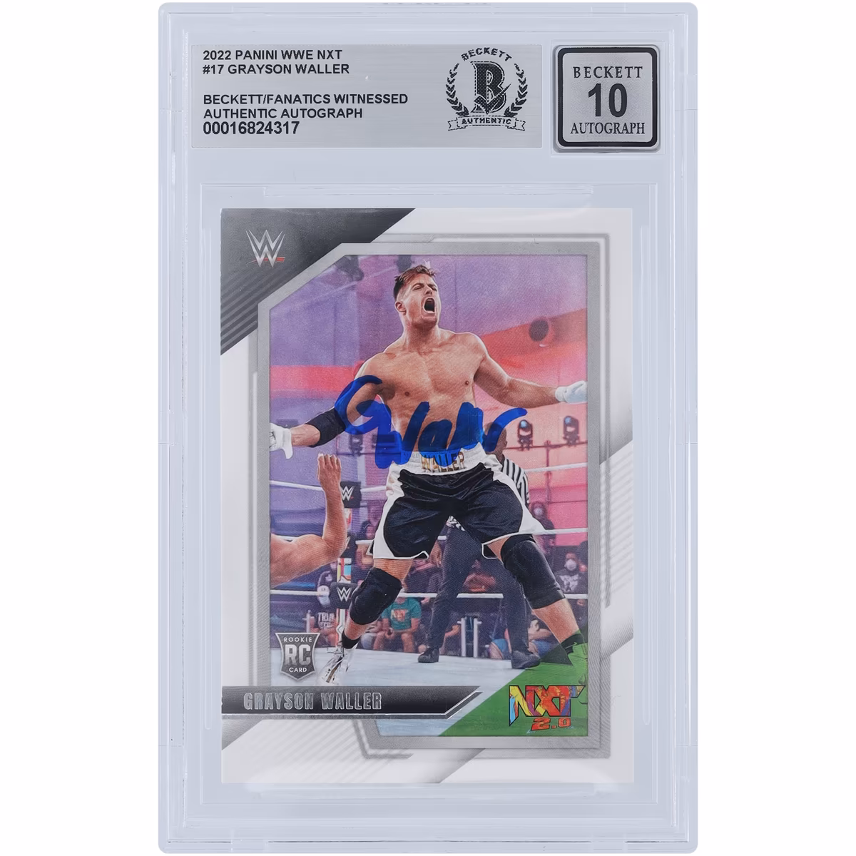 Grayson Waller WWE Autographed 2022 Panini NXT 2.0 #17 Beckett Fanatics Witnessed Authenticated 10 Rookie Card