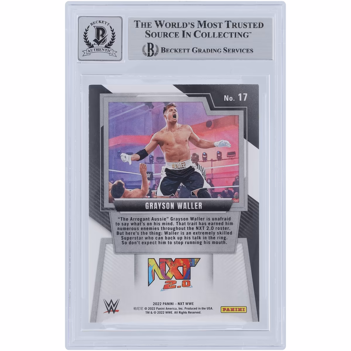 Grayson Waller WWE Autographed 2022 Panini NXT 2.0 #17 Beckett Fanatics Witnessed Authenticated 10 Rookie Card 3 Grayson Waller WWE Autographed 2022 Panini NXT 2.0 #17 Beckett Fanatics Witnessed Authenticated 10 Rookie Card