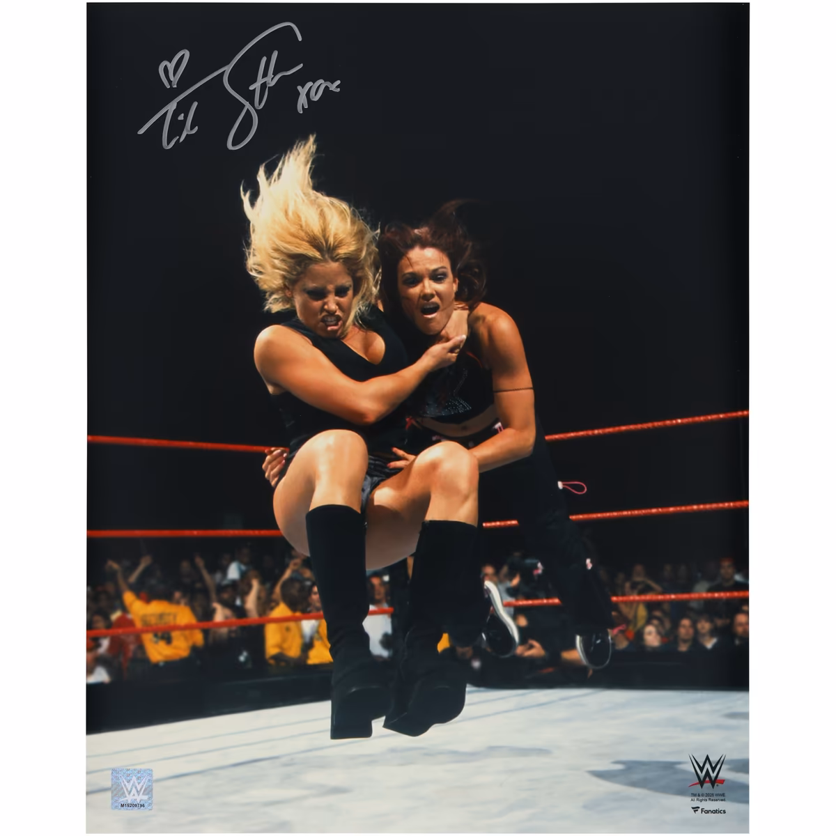 Trish Stratus WWE Autographed 16" x 20" Bulldog on Lita Photograph