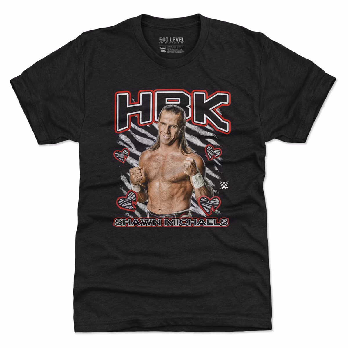 Men's 500 Level Black Shawn Michaels HBK Stripes Premium Tri-Blend T-Shirt