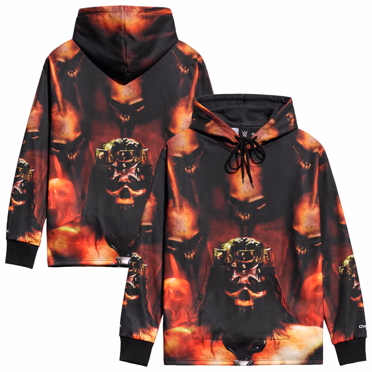 Men's Chalk Line Black Triple H King of Kings Allover Print Hoodie