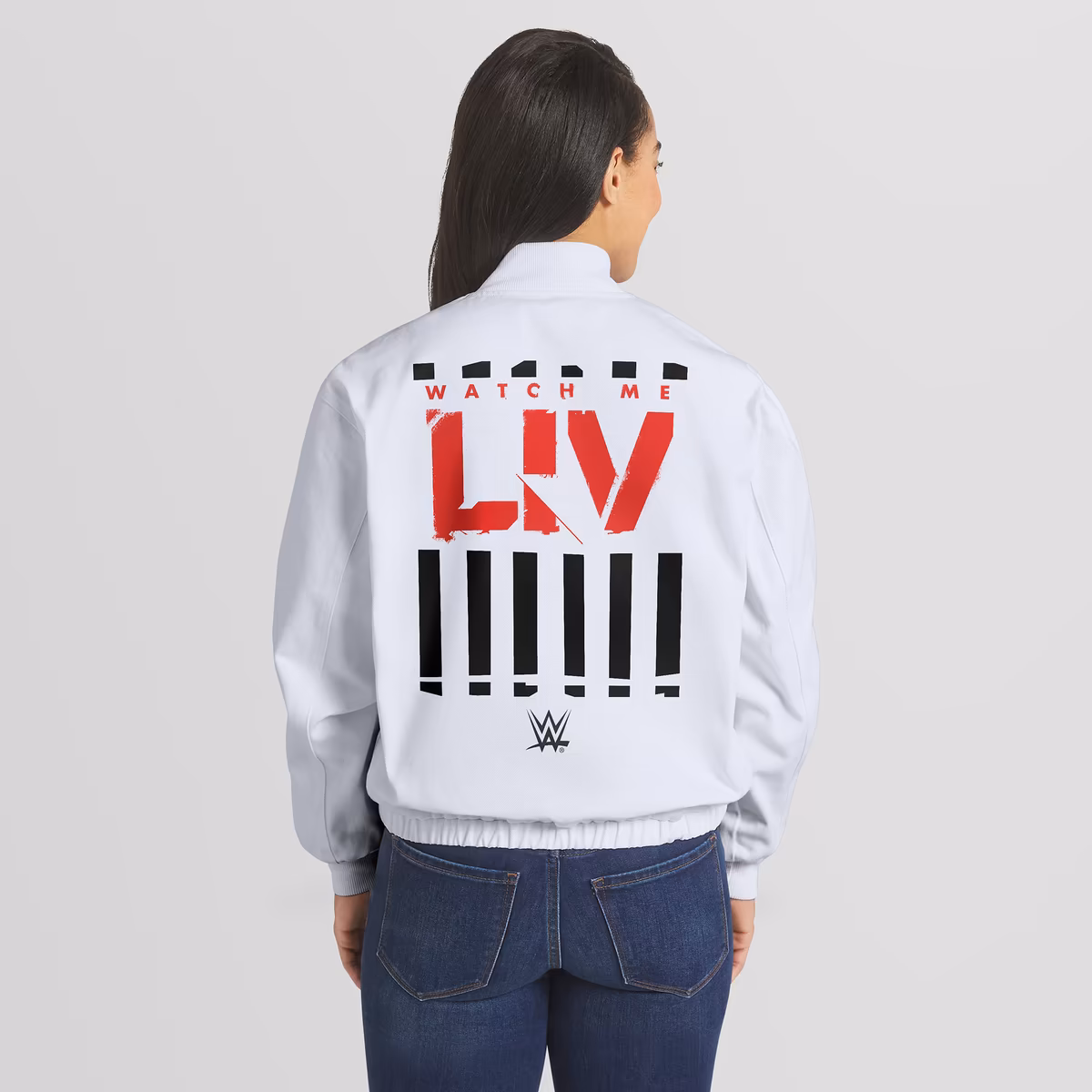 Women's WEAR by Erin Andrews White Liv Morgan Denim Full-Zip Bomber Jacket 3 Women's WEAR by Erin Andrews White Liv Morgan Denim Full-Zip Bomber Jacket
