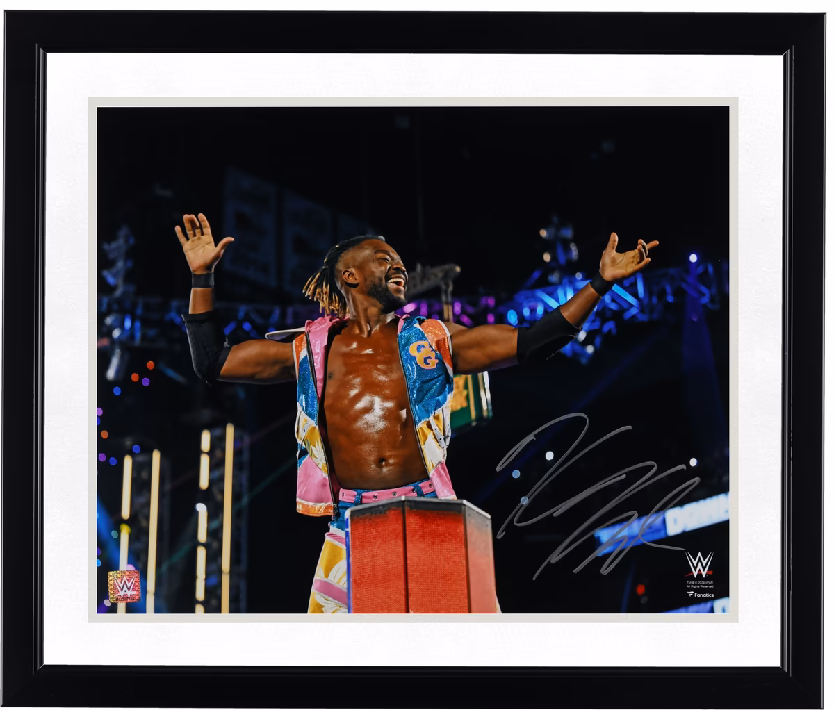 Kofi Kingston WWE Autographed 16" x 20" Standing On Ropes Photograph 3 Kofi Kingston WWE Autographed 16" x 20" Standing On Ropes Photograph