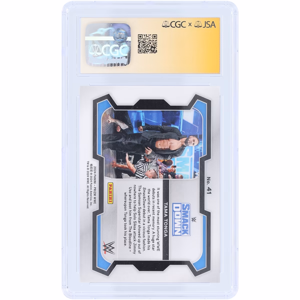 Tama Tonga WWE Autographed 2024 Panini Prizm #41 CGC Fanatics Witnessed Authenticated 9/10 Card 3 Tama Tonga WWE Autographed 2024 Panini Prizm #41 CGC Fanatics Witnessed Authenticated 9/10 Card