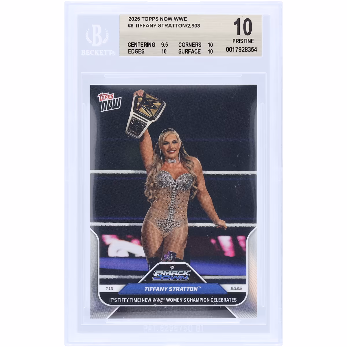 Tiffany Stratton WWE 2025 Topps Now Women's Champion 01.10.25 #8 BGS Authenticated 10 Card - 9.5,10,10,10 Subgrades