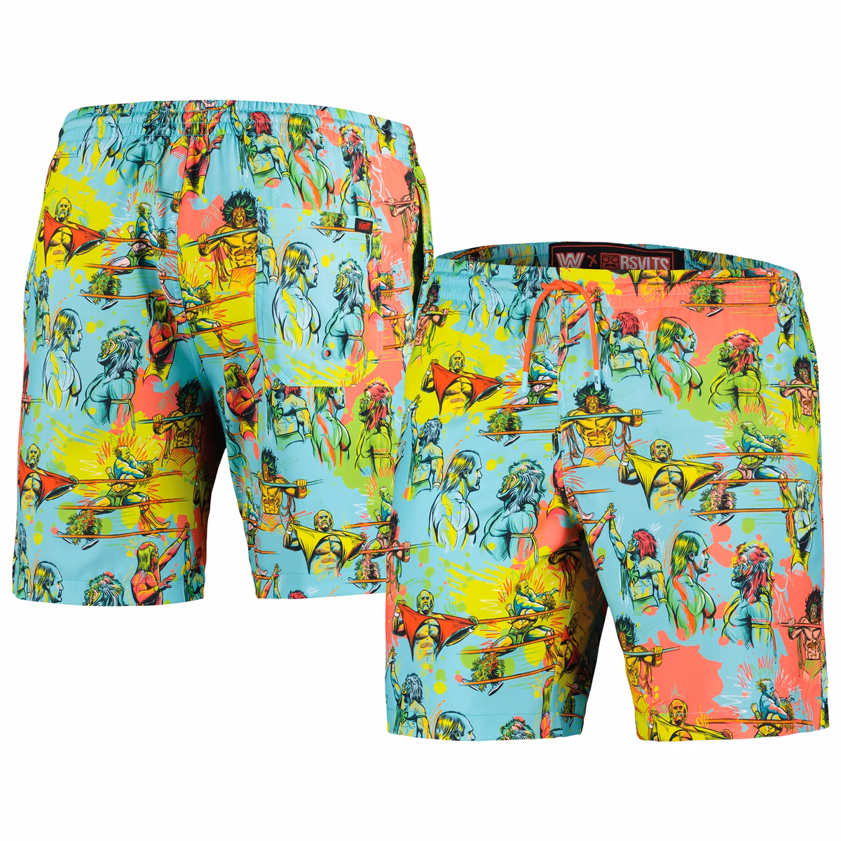 Men's RSVLTS Light Blue Hulk Hogan vs. The Ultimate Warrior Hybrid Swim Shorts