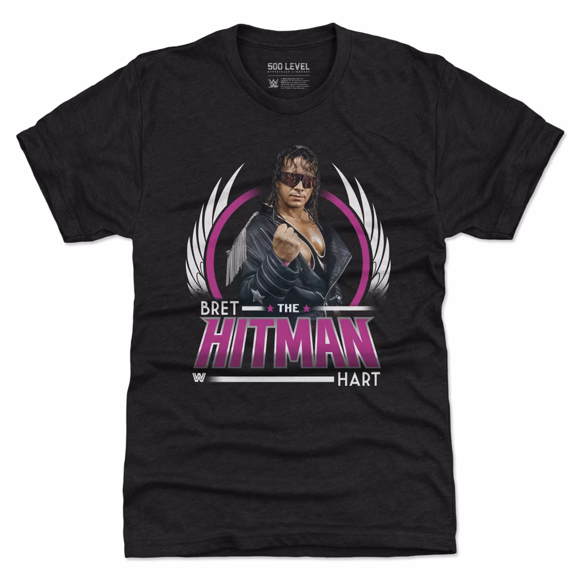Men's 500 Level Black Bret Hart The Hitman Wings Premium Tri-Blend T-Shirt 3 Men's 500 Level Black Bret Hart The Hitman Wings Premium Tri-Blend T-Shirt