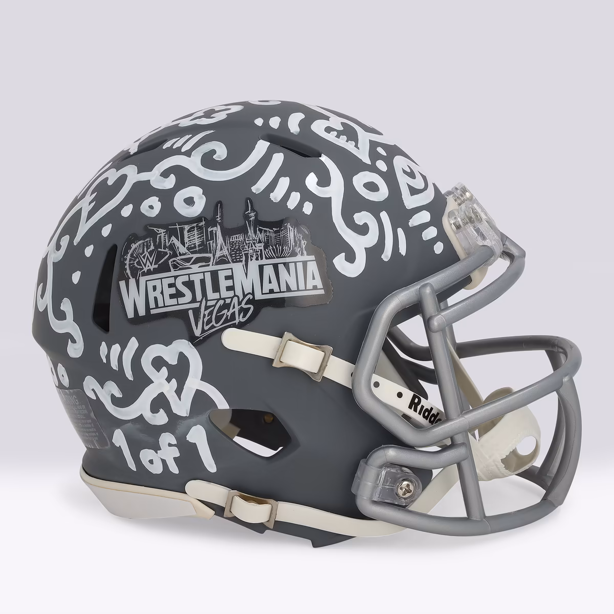 WrestleMania 42 Slate Riddell Mini Speed Helmet - Art by Alex Alpert - Limited Edition #1/1 - NF70444473