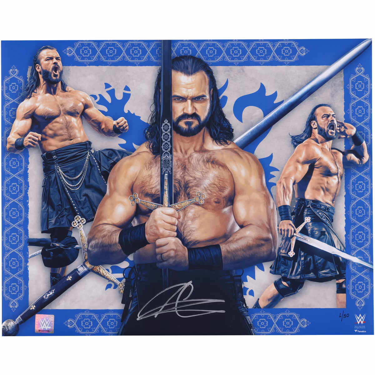 Drew McIntyre WWE Autographed 16" x 20" Photo Print - Art by Brian Konnick - Limited Edition of 50