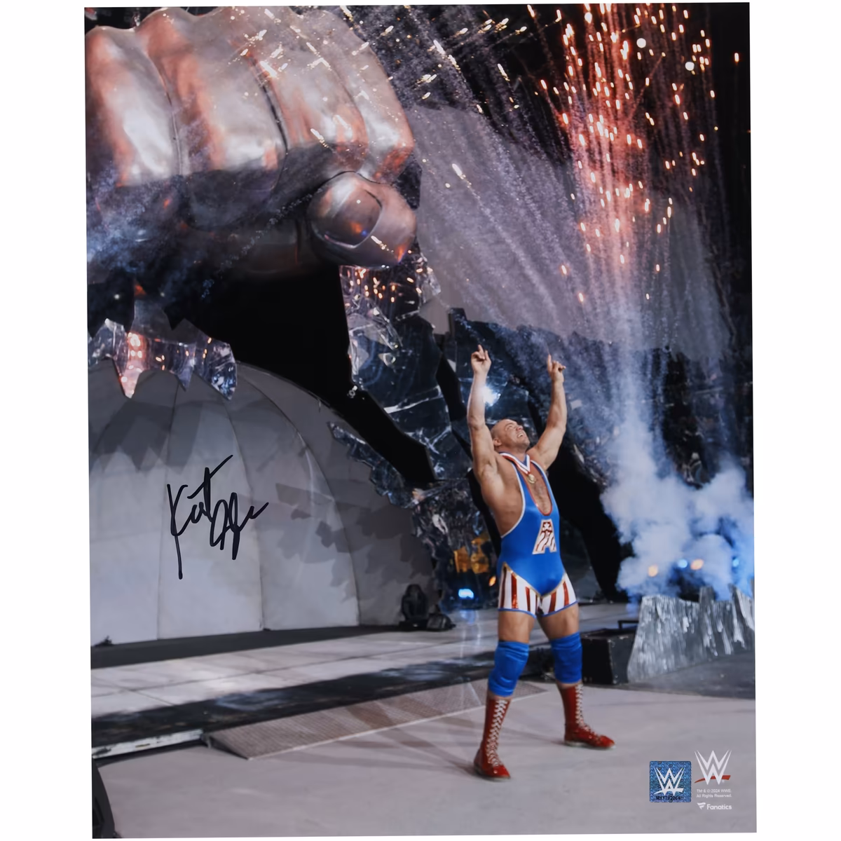 Kurt Angle WWE Autographed 16" x 20" Entrance Photograph