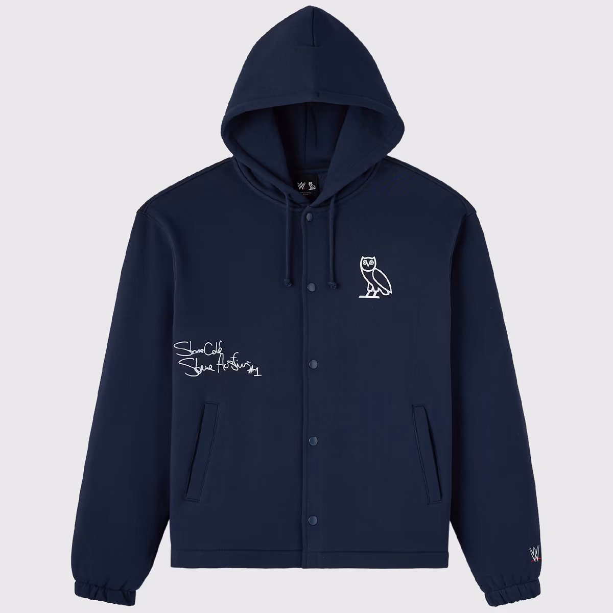 Unisex OVO x WWE Navy "Stone Cold" Steve Austin 3:16 Fleece Full-Snap Hoodie 3 Unisex OVO x WWE Navy "Stone Cold" Steve Austin 3:16 Fleece Full-Snap Hoodie