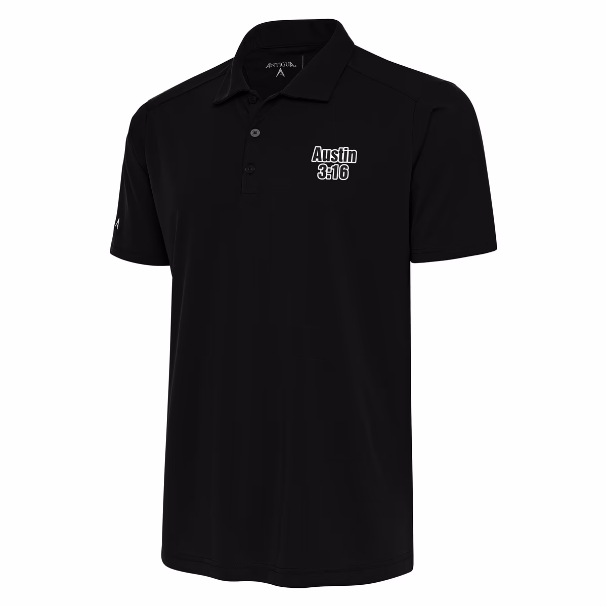 Men's Antigua Black "Stone Cold" Steve Austin Tribute Polo 1 Men's Antigua Black "Stone Cold" Steve Austin Tribute Polo