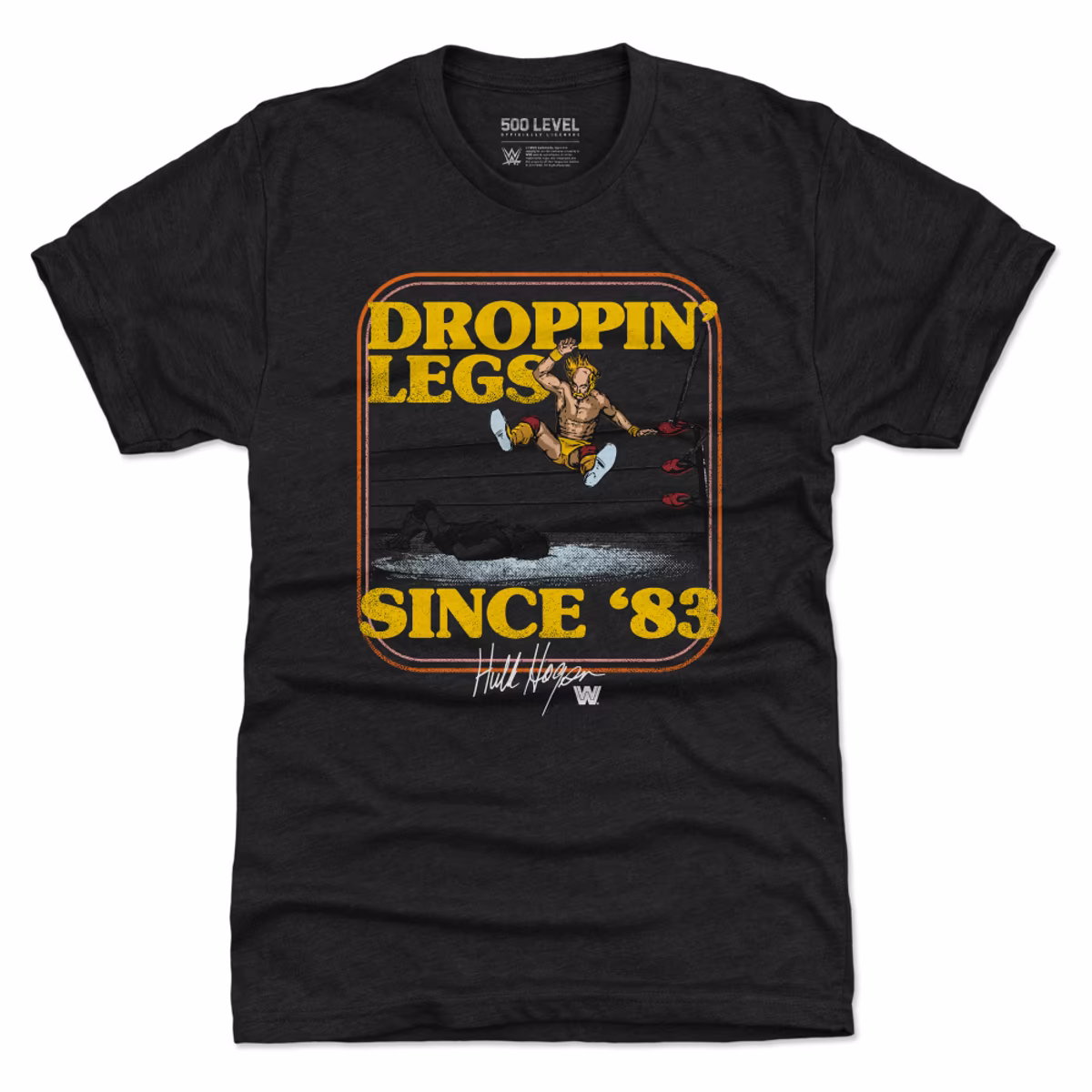 Men's 500 Level Heather Black Hulk Hogan Droppin' Legs Since '83 Tri-Blend T-Shirt
