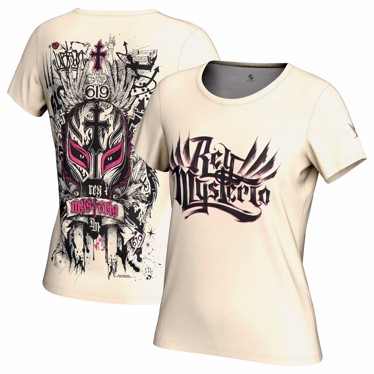 Women's ProSphere Tan Rey Mysterio Graffiti Mask T-Shirt 9 Women's ProSphere Tan Rey Mysterio Graffiti Mask T-Shirt