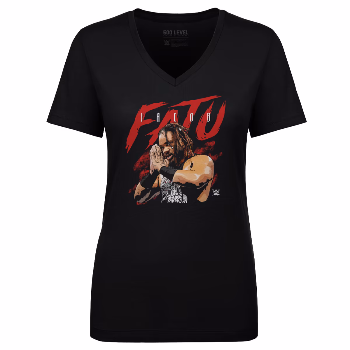 Women's 500 Level Black Jacob Fatu Name Grunge V-Neck T-Shirt 8 Women's 500 Level Black Jacob Fatu Name Grunge V-Neck T-Shirt