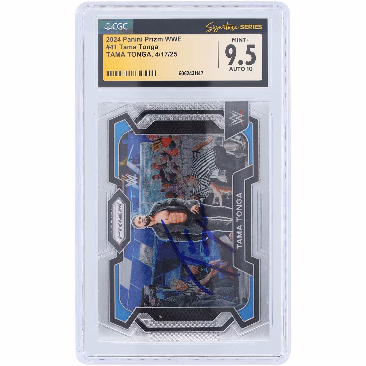 Tama Tonga WWE Autographed 2024 Panini Prizm #41 CGC Fanatics Witnessed Authenticated 9.5/10 Card 2 Tama Tonga WWE Autographed 2024 Panini Prizm #41 CGC Fanatics Witnessed Authenticated 9.5/10 Card