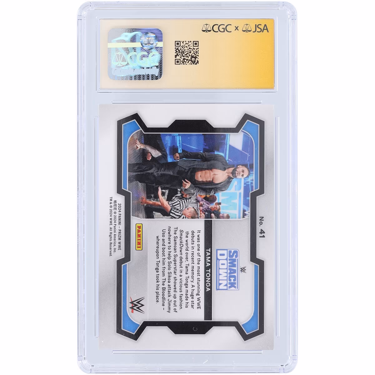 Tama Tonga WWE Autographed 2024 Panini Prizm #41 CGC Fanatics Witnessed Authenticated 9.5/10 Card 3 Tama Tonga WWE Autographed 2024 Panini Prizm #41 CGC Fanatics Witnessed Authenticated 9.5/10 Card