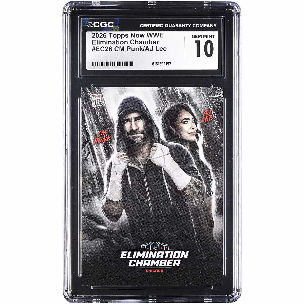CM Punk & AJ Lee 2026 Topps Now WWE Elimination Chamber #EC26 CGC Authenticated 10 Card