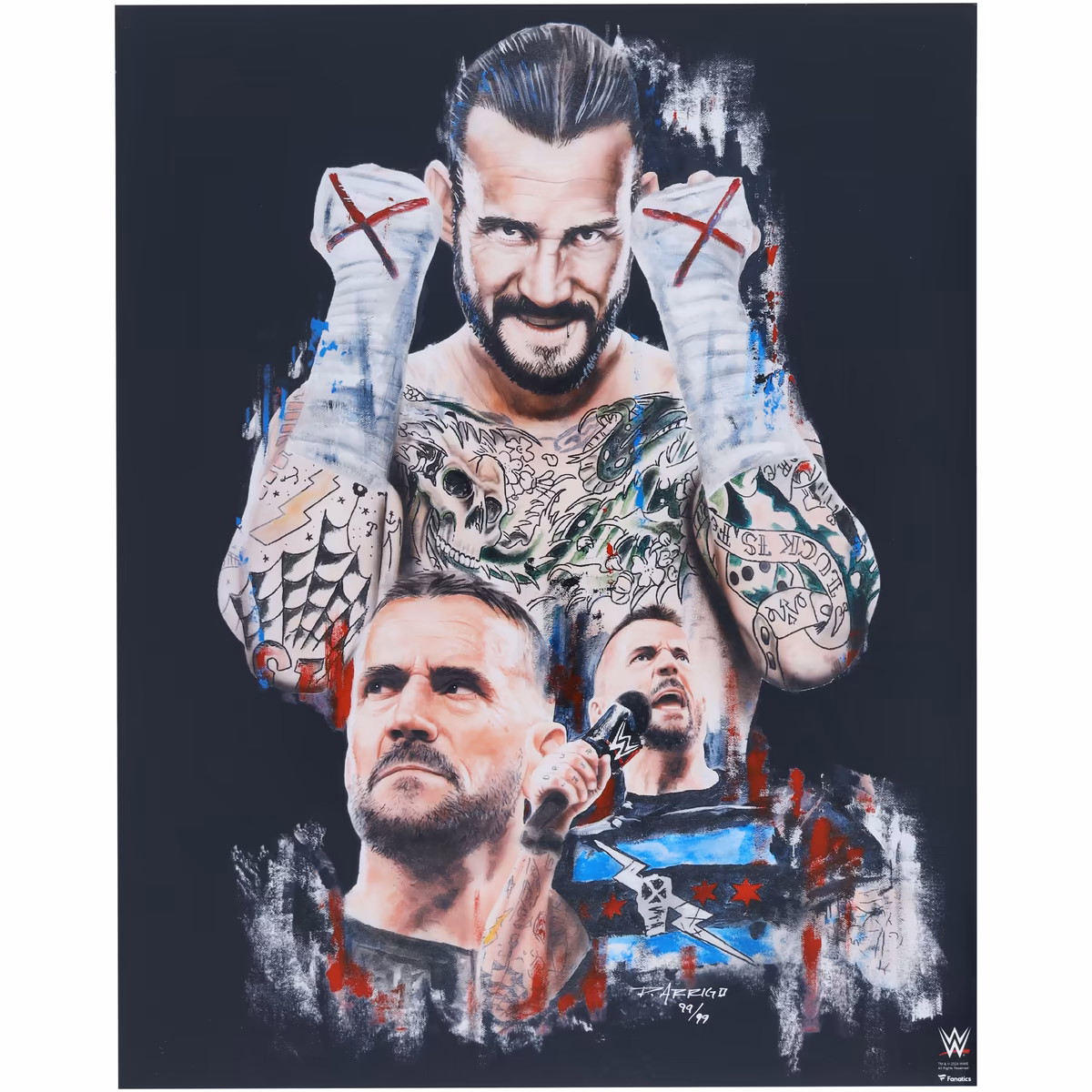 CM Punk WWE Unsigned 16" x 20" Photo Print - Art by David Arrigo - Limited Edition of 99 9 CM Punk WWE Unsigned 16" x 20" Photo Print - Art by David Arrigo - Limited Edition of 99