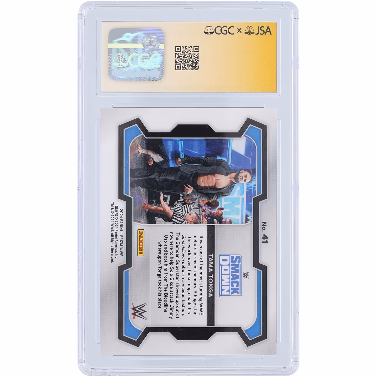 Tama Tonga WWE Autographed 2024 Panini Prizm #41 CGC Authenticated Card 3 Tama Tonga WWE Autographed 2024 Panini Prizm #41 CGC Authenticated Card