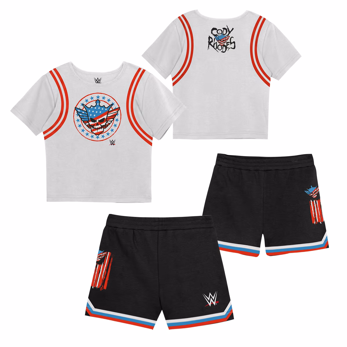 Toddler Mitchell & Ness White/Black Cody Rhodes Play by Place Two-Pack T-Shirt & Shorts Set 2 Toddler Mitchell & Ness White/Black Cody Rhodes Play by Place Two-Pack T-Shirt & Shorts Set