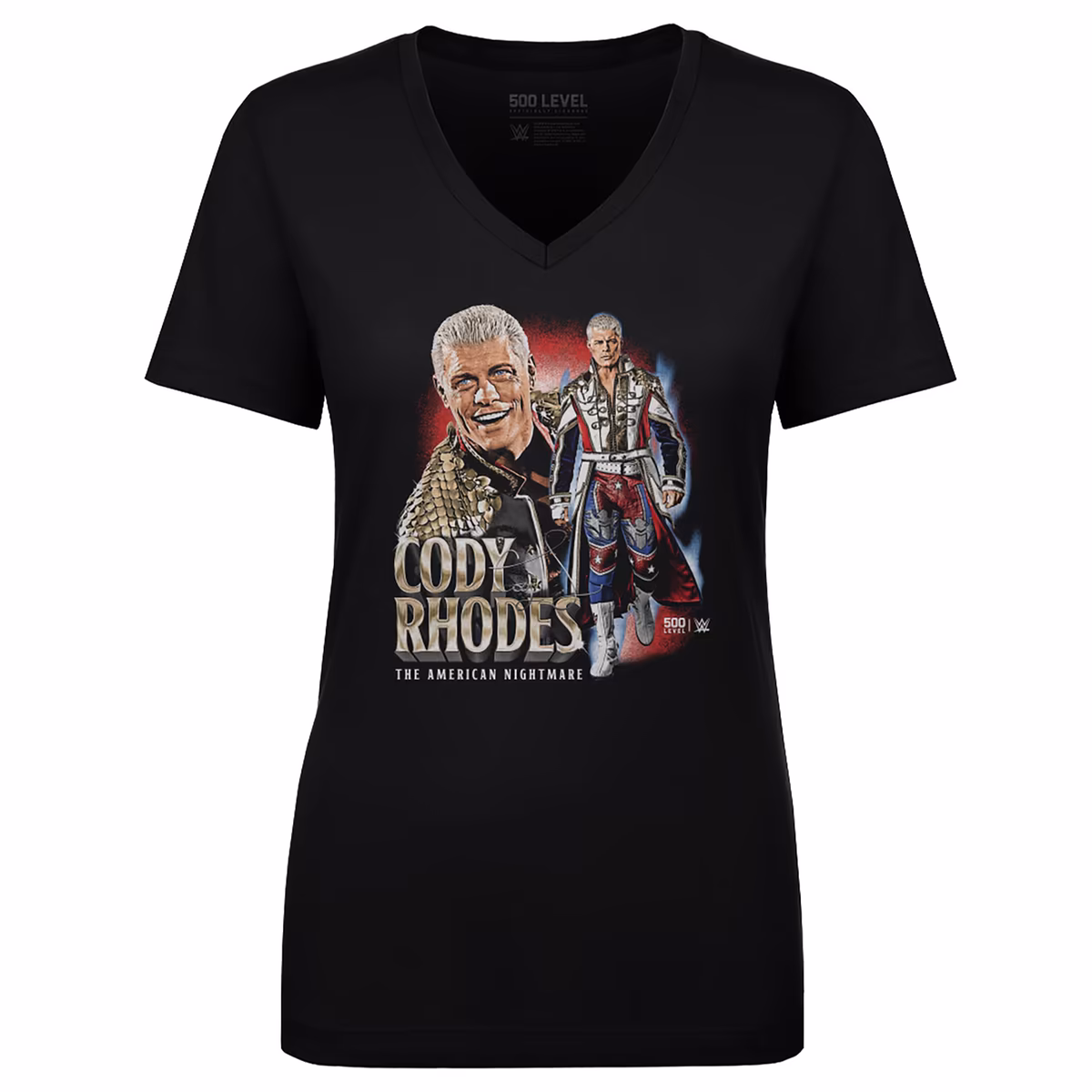 Women's 500 Level Heather Black Cody Rhodes American Nightmare V-Neck T-Shirt 12 Women's 500 Level Heather Black Cody Rhodes American Nightmare V-Neck T-Shirt