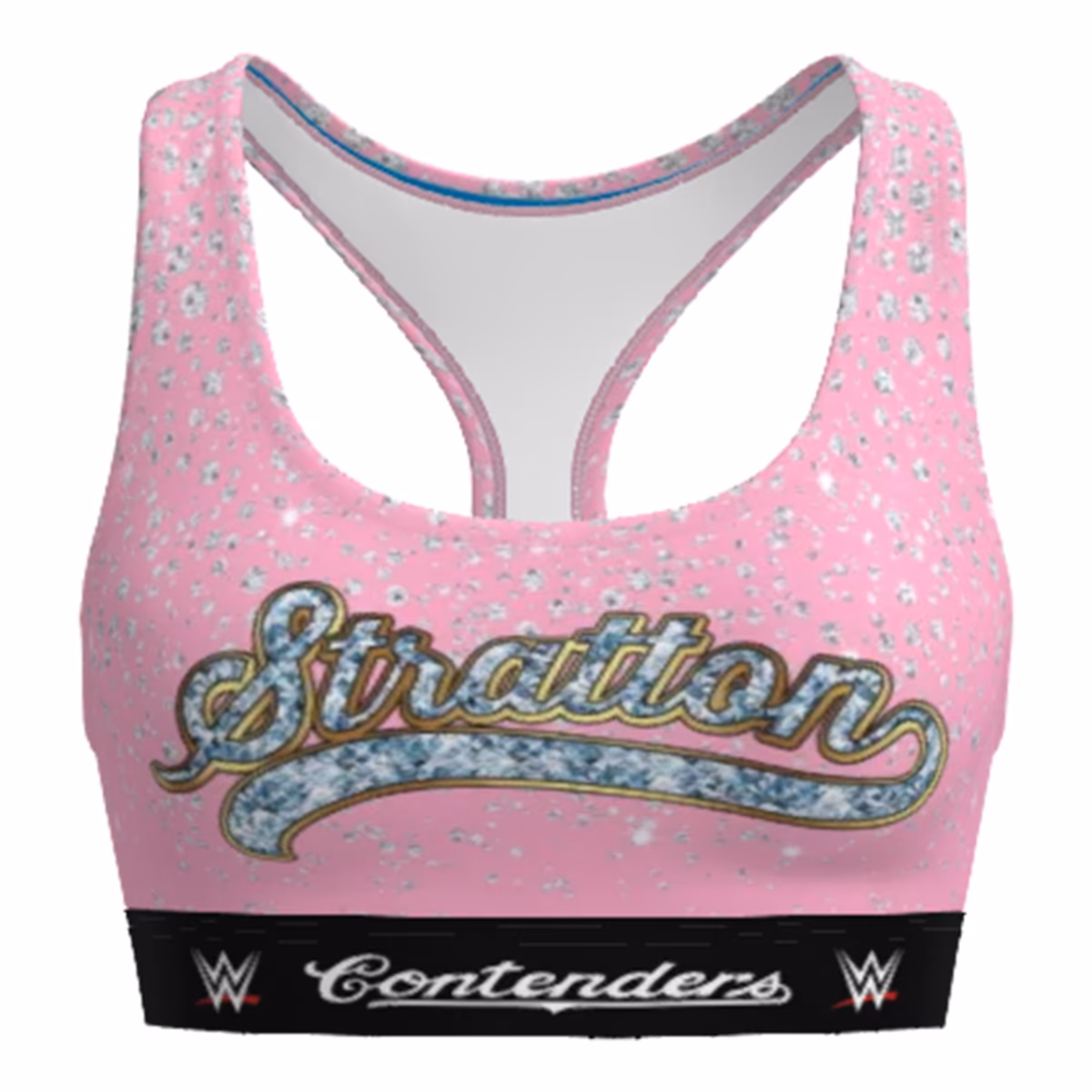 Women's Contenders Clothing Tiffany Stratton Pink Diamonds Sports Bra 2 Women's Contenders Clothing Tiffany Stratton Pink Diamonds Sports Bra