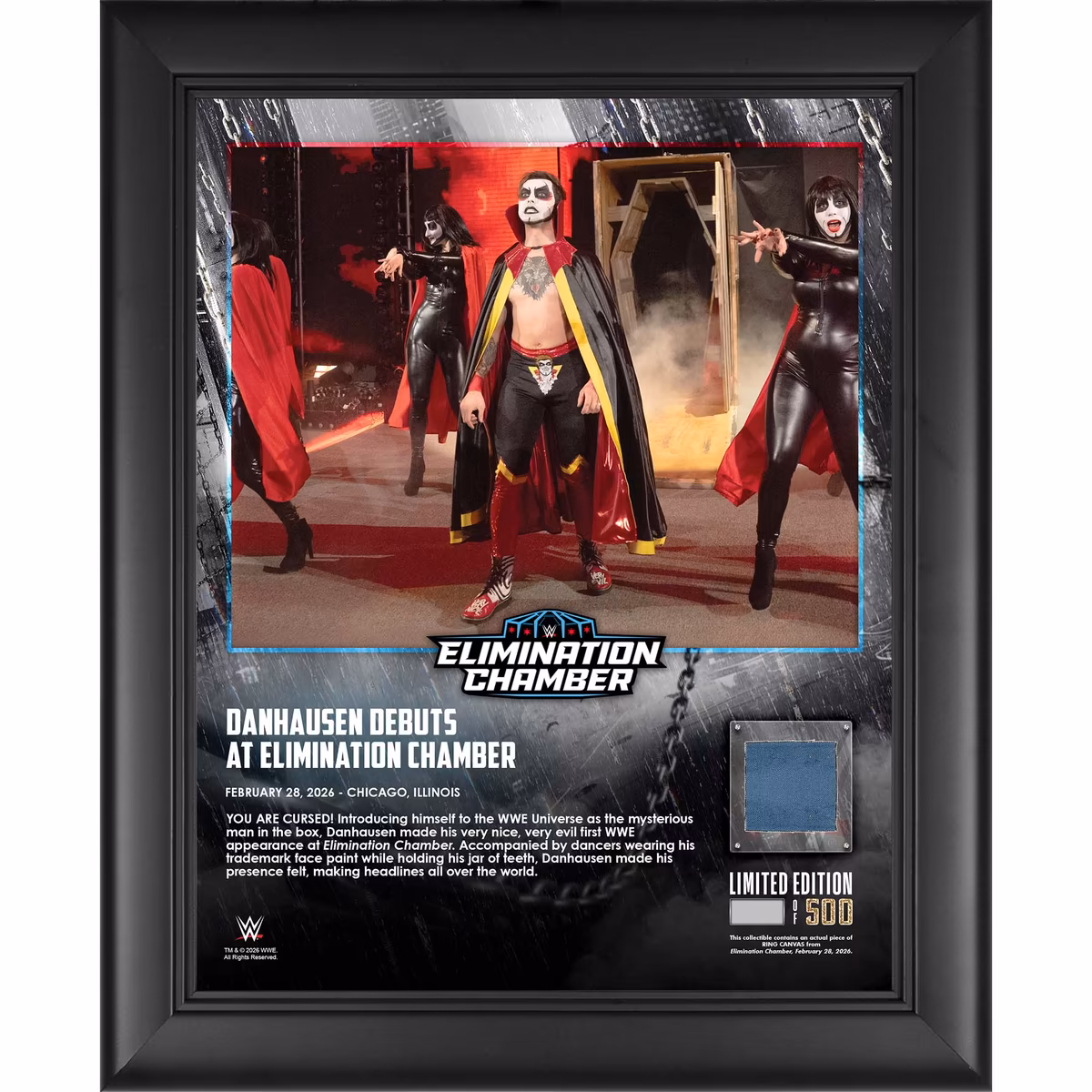 Danhausen WWE Framed 13" x 16" 2026 Elimination Chamber Collage with a Piece of Match-Used Canvas - Limited Edition of 500