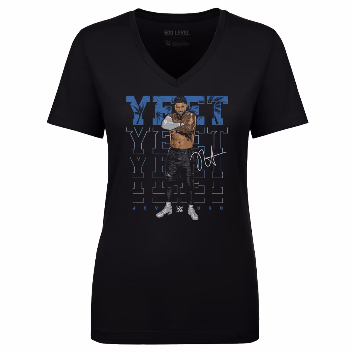 Women's 500 Level Black Jey Uso Yeet V-Neck T-Shirt 3 Women's 500 Level Black Jey Uso Yeet V-Neck T-Shirt