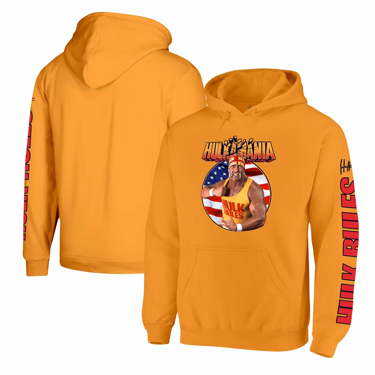 Men's Ripple Junction Gold Hulk Hogan Hulk Rules Fleece Pullover Hoodie 2 Men's Ripple Junction Gold Hulk Hogan Hulk Rules Fleece Pullover Hoodie