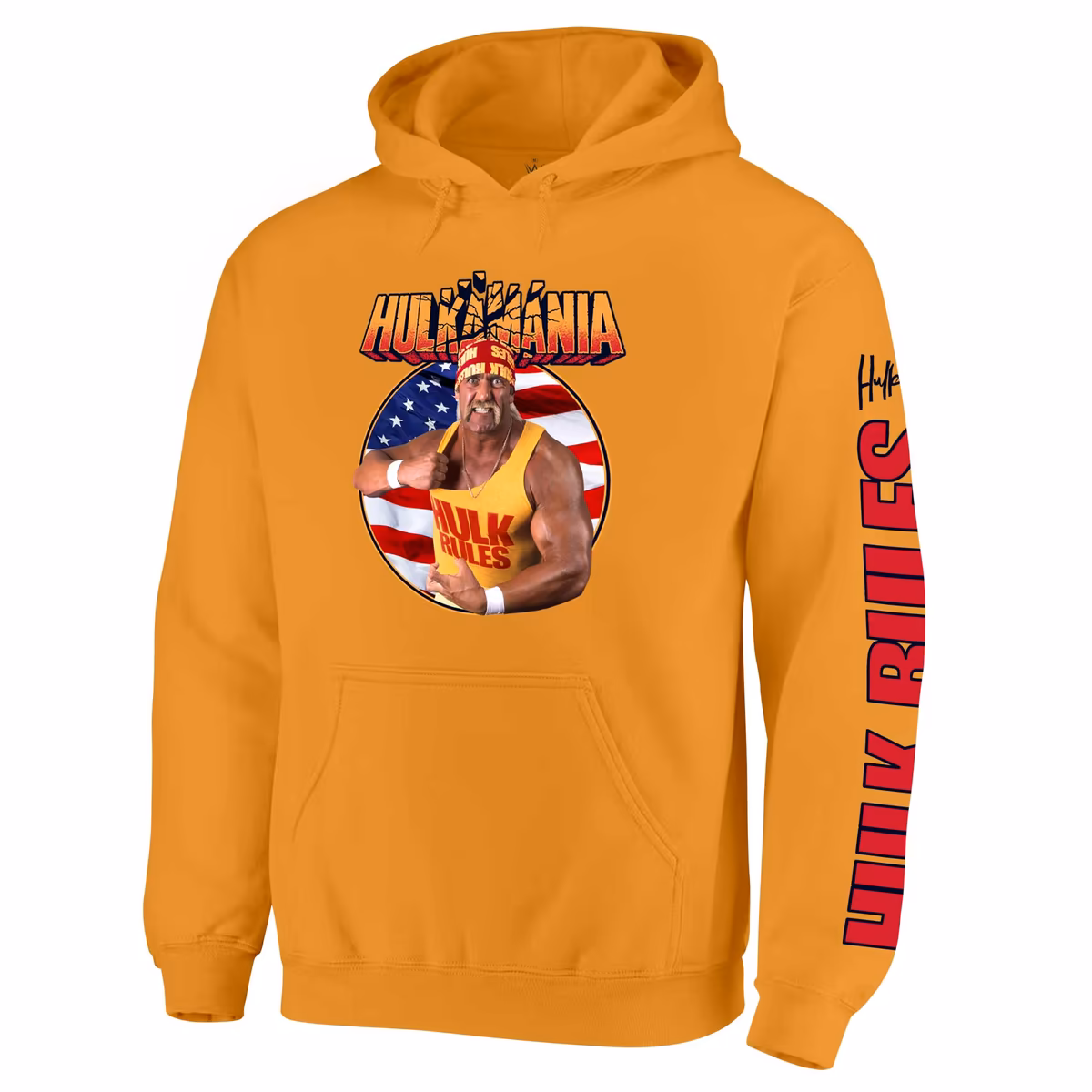 Men's Ripple Junction Gold Hulk Hogan Hulk Rules Fleece Pullover Hoodie 3 Men's Ripple Junction Gold Hulk Hogan Hulk Rules Fleece Pullover Hoodie