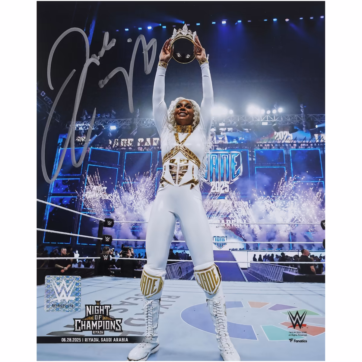 Jade Cargill WWE Autographed 8" x 10" 2025 Queen of the Ring Celebration Photograph