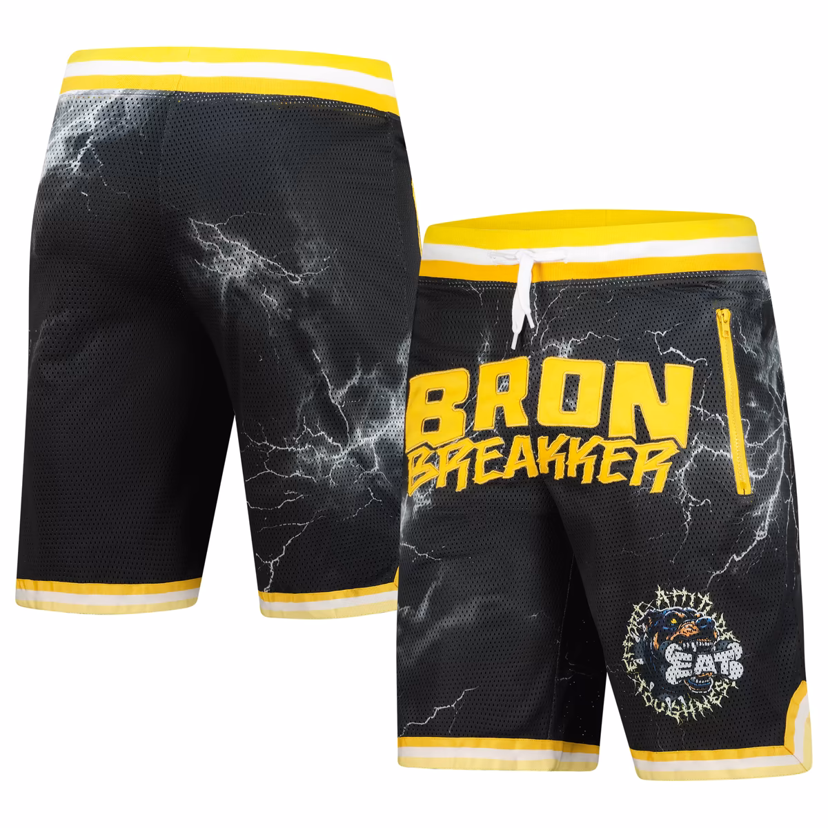 Men's WWE Authentic Black Bron Breakker Dog Bone Sweatshorts 8 Men's WWE Authentic Black Bron Breakker Dog Bone Sweatshorts