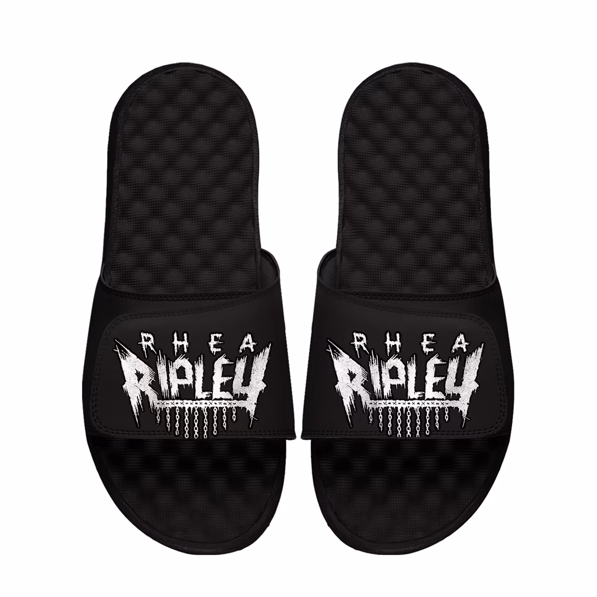 Youth ISlide Rhea Ripley Black Chain Wordmark Slide Sandals 1 Youth ISlide Rhea Ripley Black Chain Wordmark Slide Sandals
