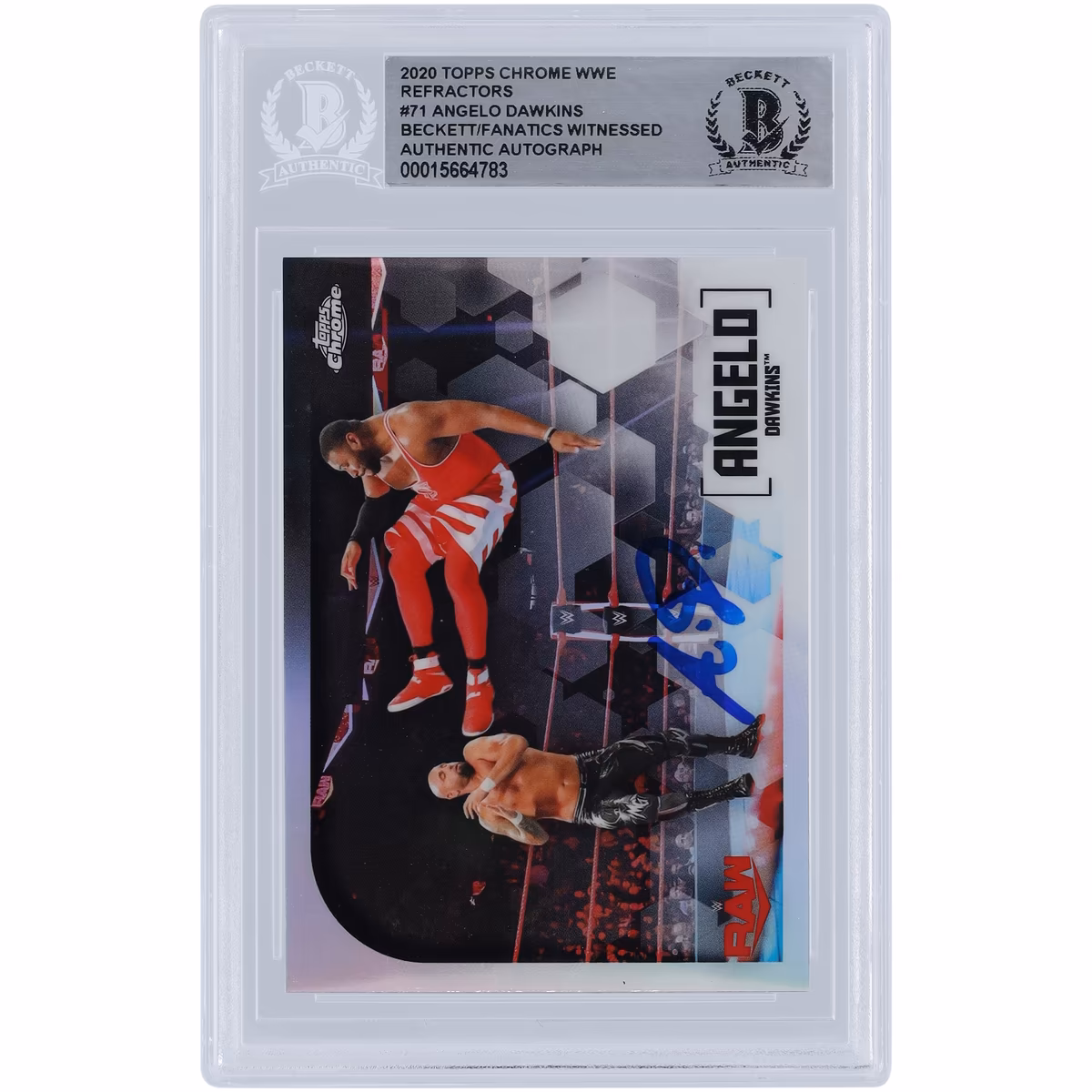 Angelo Dawkins WWE Autographed 2020 Topps Chrome Refractors #71 Beckett Fanatics Witnessed Authenticated Card 2 Angelo Dawkins WWE Autographed 2020 Topps Chrome Refractors #71 Beckett Fanatics Witnessed Authenticated Card