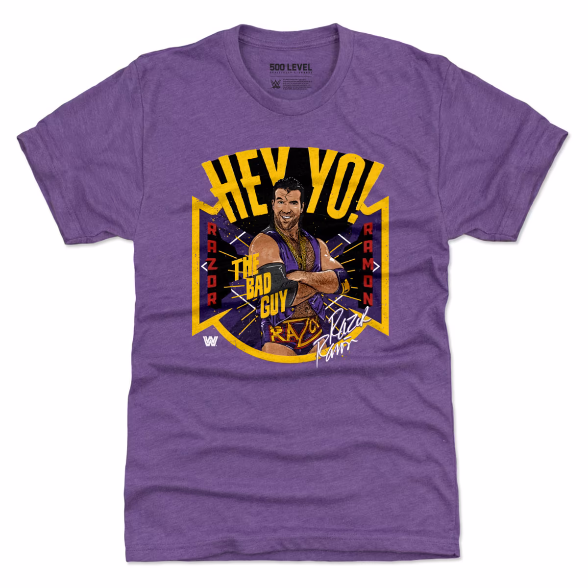Men's 500 Level Heather Purple Razor Ramon Hey Yo Premium Tri-Blend T-Shirt