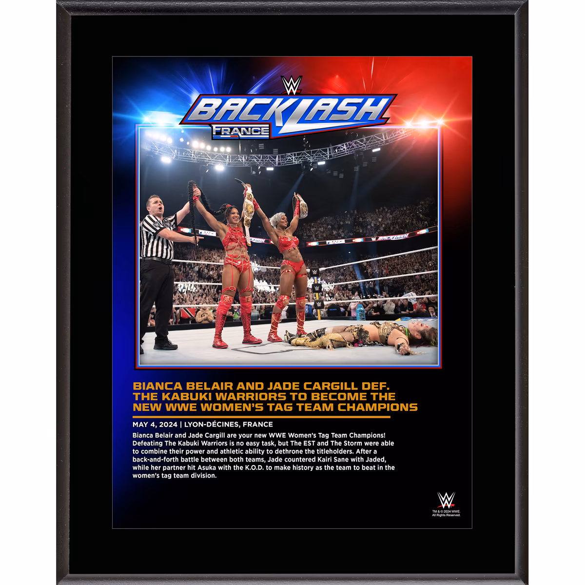 Bianca Belair & Jade Cargill WWE 10.5" x 13" 2024 Backlash Sublimated Plaque