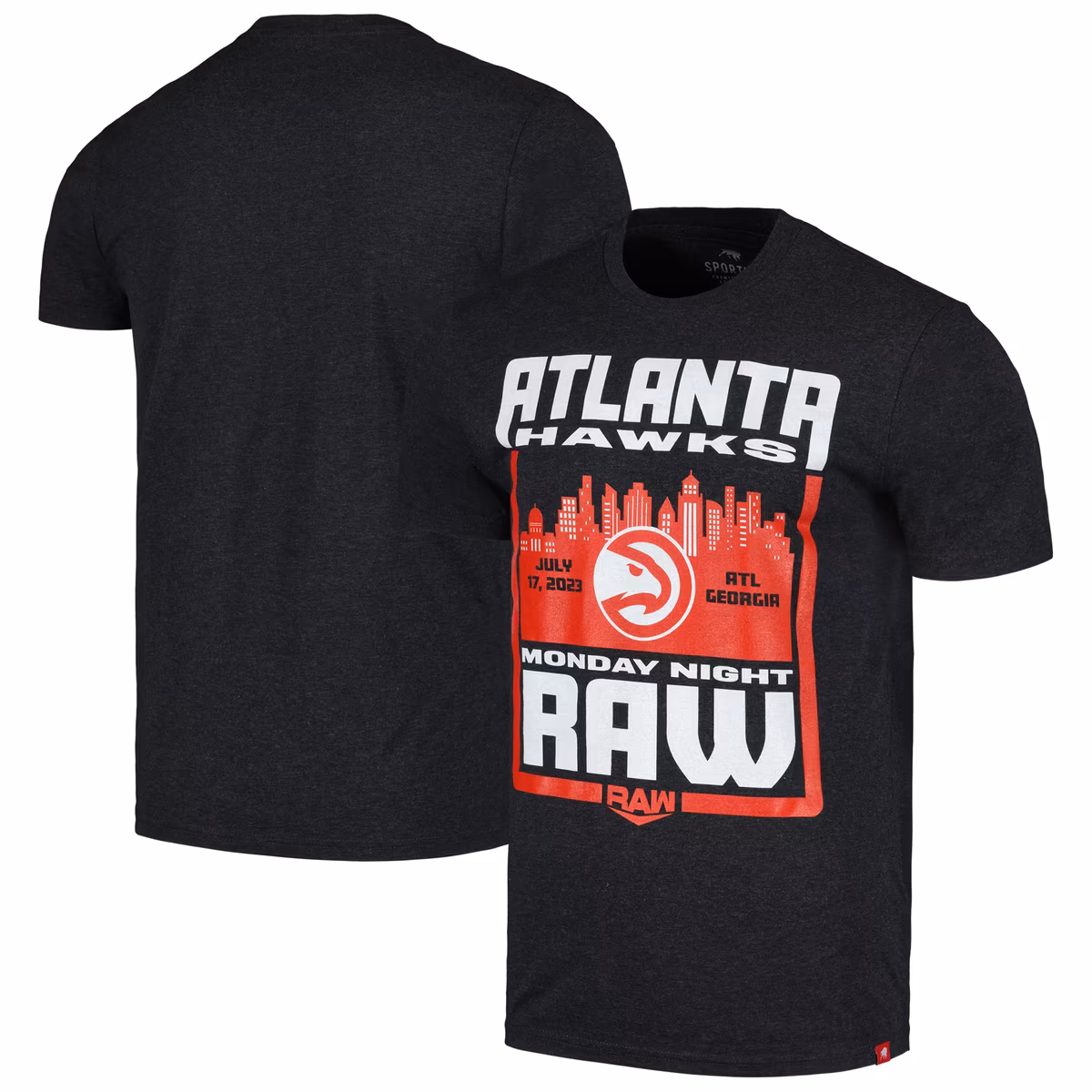 Men's Sportiqe Black Monday Night RAW x Atlanta Hawks Tri-Blend T-Shirt 2 Men's Sportiqe Black Monday Night RAW x Atlanta Hawks Tri-Blend T-Shirt