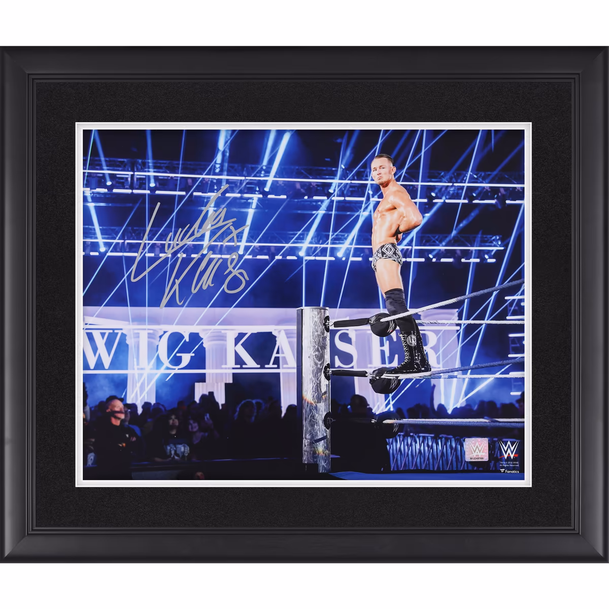 Ludwig Kaiser WWE Autographed Framed 16" x 20" Standing On The Ropes Entrance Photograph