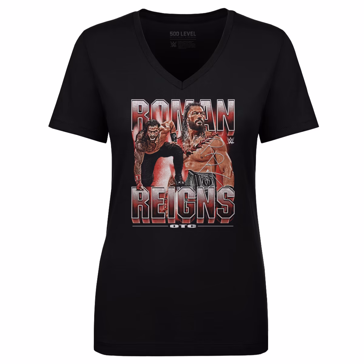 Women's 500 Level  Black Roman Reigns Vintage V-Neck T-Shirt