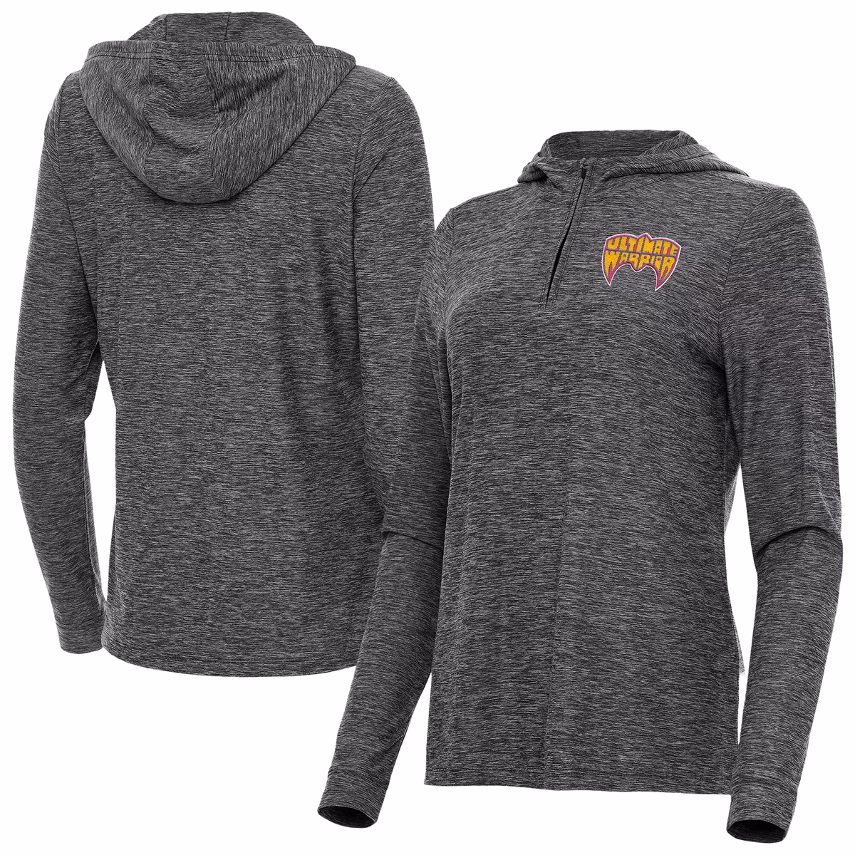 Women's Antigua Heather Black The Ultimate Warrior Daybreak Quarter-Zip Hoodie 3 Women's Antigua Heather Black The Ultimate Warrior Daybreak Quarter-Zip Hoodie