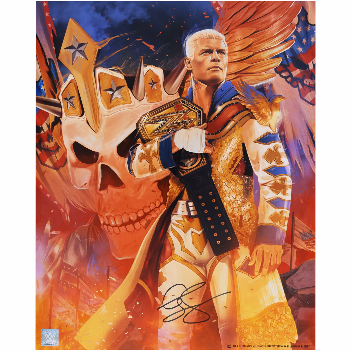 Cody Rhodes WWE Autographed 16" x 20" WrestleMania Jonathan Bartlett Art Print