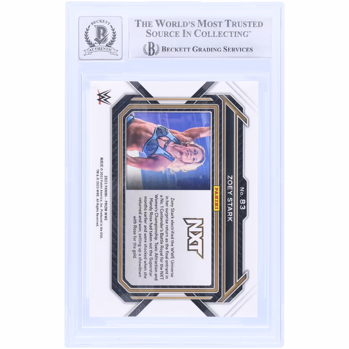 Zoey Stark WWE Autographed 2023 Panini Prizm #83 Beckett Fanatics Witnessed Authenticated 10 Card 3 Zoey Stark WWE Autographed 2023 Panini Prizm #83 Beckett Fanatics Witnessed Authenticated 10 Card
