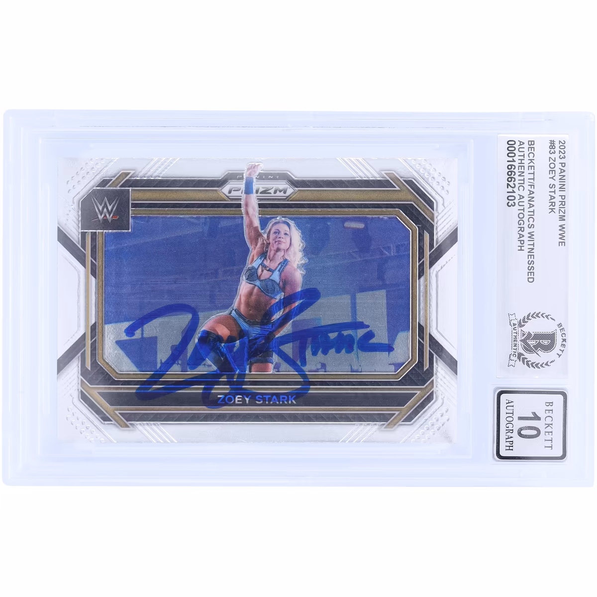 Zoey Stark WWE Autographed 2023 Panini Prizm #83 Beckett Fanatics Witnessed Authenticated 10 Card 4 Zoey Stark WWE Autographed 2023 Panini Prizm #83 Beckett Fanatics Witnessed Authenticated 10 Card