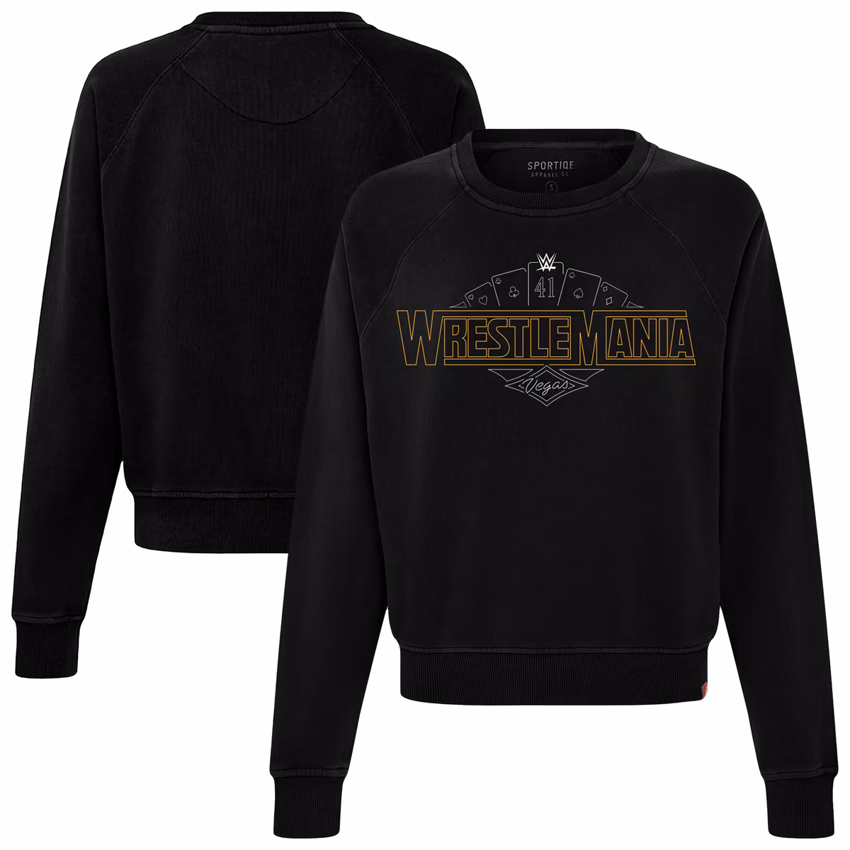Women's Sportiqe Black WrestleMania 41 Ashlyn Raglan Pullover Sweatshirt