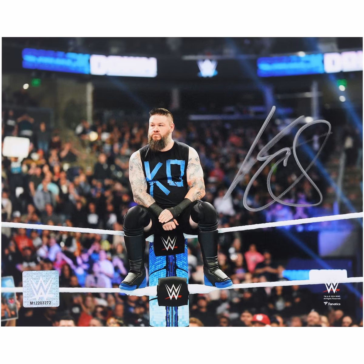 Kevin Owens WWE Autographed 8" x 10" Sitting on Turnbuckle Photograph