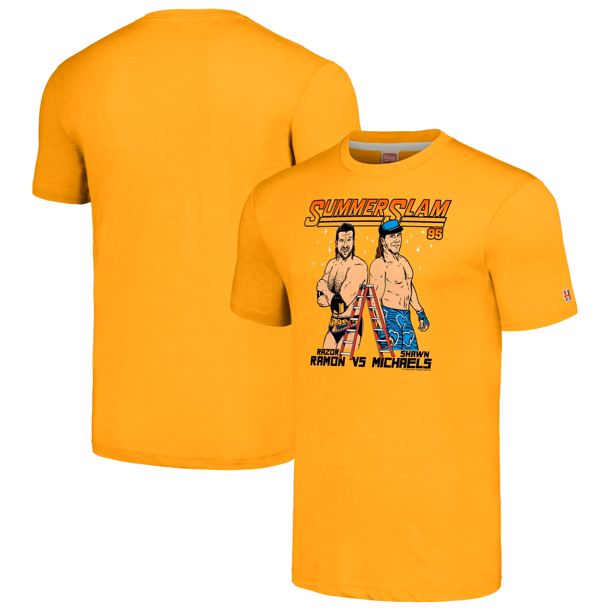 Men's Homage Heather Gold SummerSlam 1995 Razor Ramon vs. Shawn Michaels Tri-Blend T-Shirt 2 Men's Homage Heather Gold SummerSlam 1995 Razor Ramon vs. Shawn Michaels Tri-Blend T-Shirt