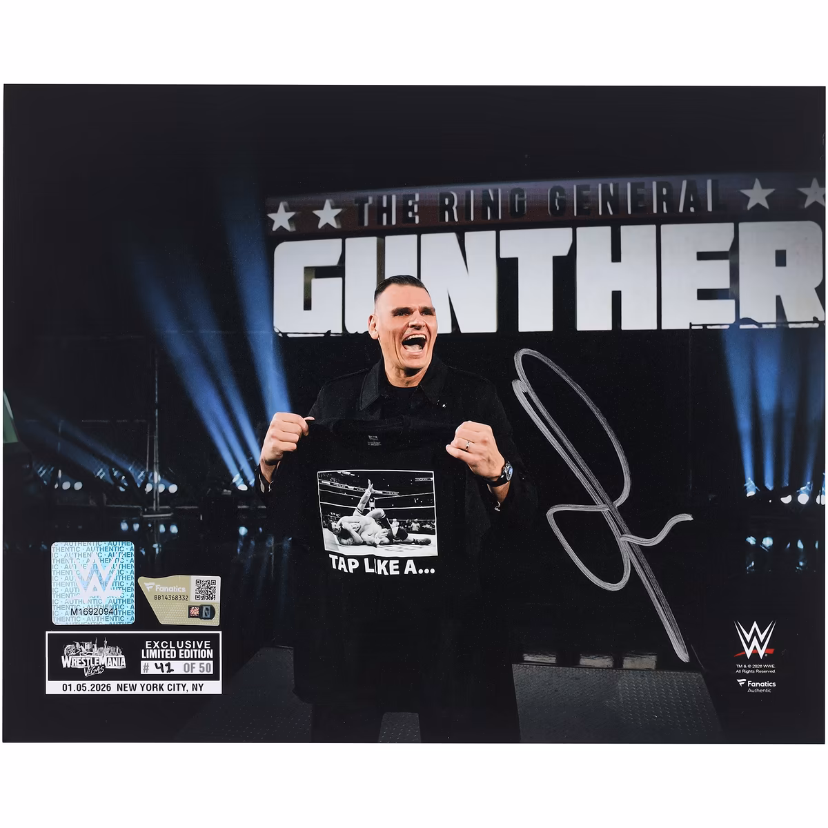 Gunther WWE Autographed 8" x 10" Spotlight Photograph - Limited Edition of 50 - WrestleMania 42 SuperStore Exclusive