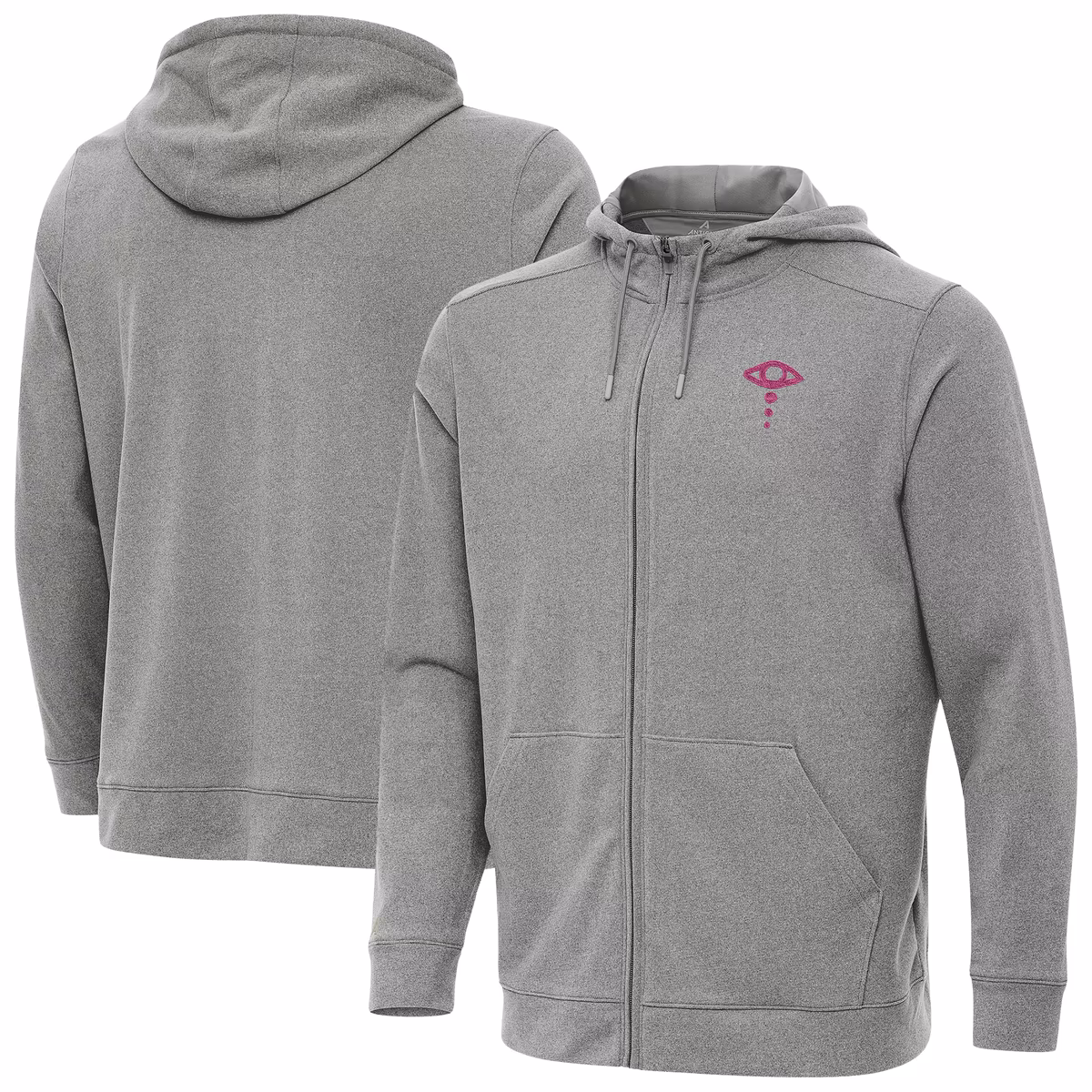 Men's Antigua Heather Gray Liv Morgan Effortless Full-Zip Hoodie